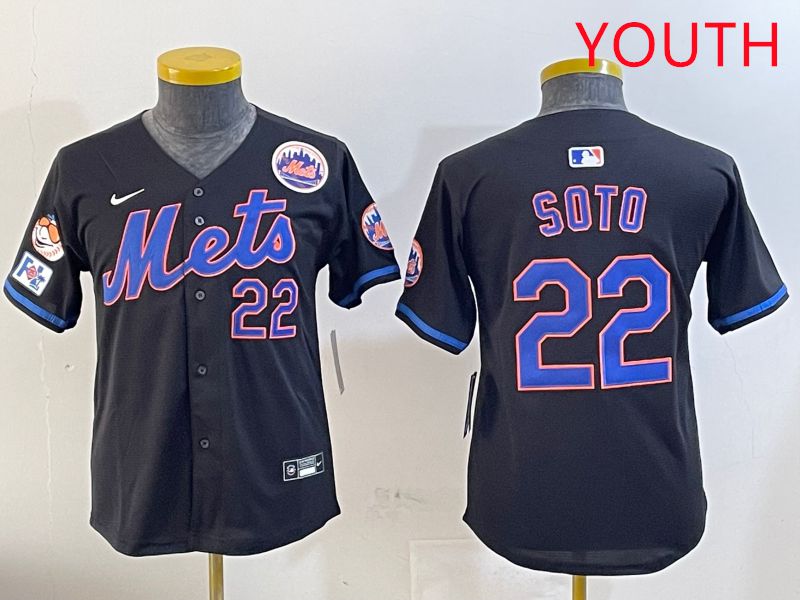 Youth New York Mets 22 Soto Black Game Fashion 2025 Nike MLB Jersey style 3